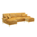 United Modern Large Chenille Fabric U Shape Sectional Sofa Yellow Chenille