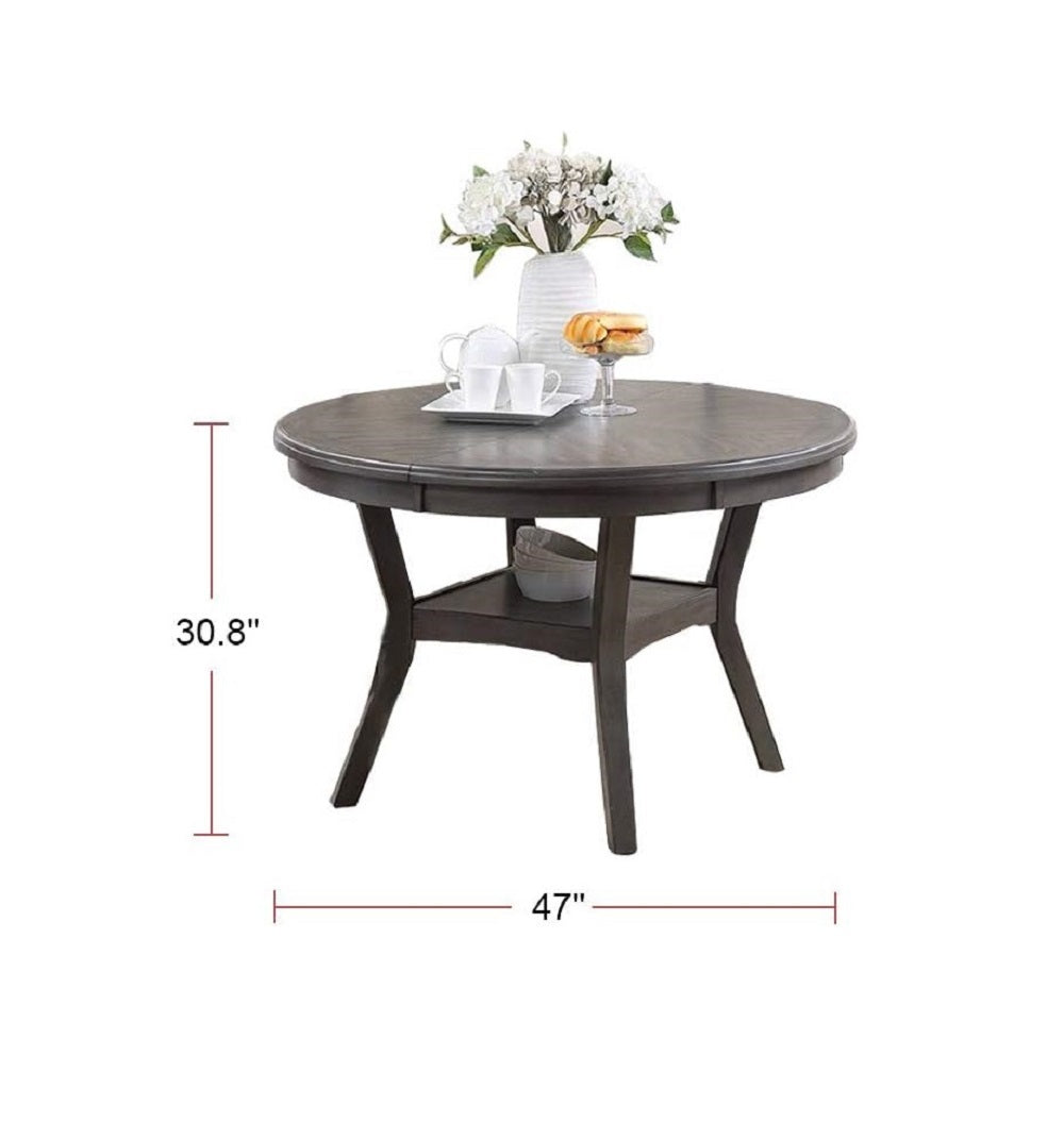 Dining Room Furniture Gray Rubber Wood Mdf Round Table 1Pc Table W Shelve Gray Gray Dining Room Classic,Contemporary,Modern Rubberwood Round Kitchen & Dining Tables Rubber Wood