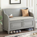 Rustic Style Solid Wood Entryway Multifunctional Storage Bench With Safety Hinge Gray Wash Beige High Back Gray Wash Primary Living Space Beige Mdf