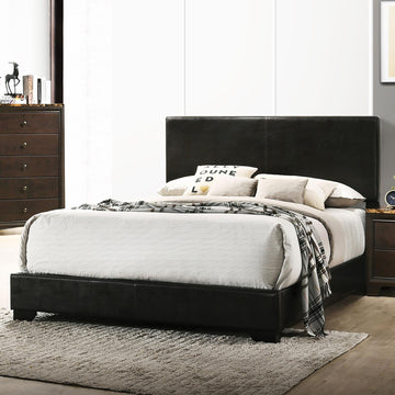 Black Full Panel Bed Box Spring Required Full Black Wood Bedroom Transitional Rubberwood Panel Upholstered