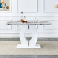 Modern Minimalist White Marble Patterned Dining Table, Bar Table. A Rectangular Office Desk. Game Table. Table. Used In Restaurants, Living Rooms, Terraces, Kitchens 63