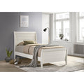 White Twin Platform Sleigh Bed Twin Ivory Wood Bedroom Coastal Rubberwood Kids Wood