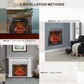 28Inch Infrared Electric Fireplace Insert, Touch Panel Home Decor Heater, Smokeless Firebox With Trim Kit Powder Coated Electric Antique Black Vent Free Primary Living Space Yes Insert Tempered Glass Sheet Metal Plastic Electric