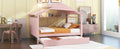 Wood Full Size House Bed With Twin Size Trundle And Storage, Pink Box Spring Not Required Full Pink Wood Bedroom Solid Wood Mdf