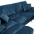 United Modern Large Chenille Fabric U Shape Sectional Sofa Blue Chenille