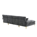 United Modern Large Chenille Fabric U Shape Sectional Sofa Gray Chenille