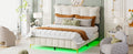 Queen Size Velvet Platform Bed With Led Frame And Stylish Mental Bed Legs, Beige Beige Velvet