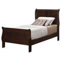 Cappuccino Twin Sleigh Bed Box Spring Required Twin Brown Wood Bedroom Traditional Rubberwood Kids Wood