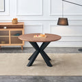 47 Inch, Round Dining Table Set For 2 4 People, Walnut Wood Effect, Suitable For Dining, Living And Banquet Walnut Brown Modern Round Kitchen & Dining Tables Mdf Steel