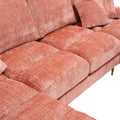 United Modern Large Chenille Fabric U Shape Sectional Sofa Pink Chenille