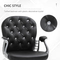 Vinsetto Pu Leather Home Office Chair, Button Tufted Desk Chair With Padded Armrests, Adjustable Height And Swivel Wheels, Black Black Faux Leather