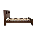 Cappuccino Queen Bed With Bookcase Headboard Box Spring Not Required Queen Brown Wood Bedroom Contemporary,Modern Rubberwood Storage Included Wood