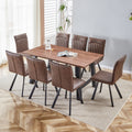 63 Inch Rectangle Dining Table Set For 4 6 People, Walnut Wood Effect, Suitable For Kitchens, Restaurants, And Living Rooms, 63