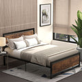 Homcom Full Bed Frame With Headboard & Footboard, Strong Metal Slat Support Bed Frame W Underbed Storage Space, No Box Spring Needed, 56.75''X76.75''X40.5'' Black Mdf