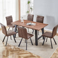 63 Inch Rectangle Dining Table Set For 4 6 People, Walnut Wood Effect, Suitable For Kitchens, Restaurants, And Living Rooms, 63