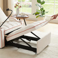 3 In 1 Sofa Bed, Convertible Sleeper Chair Sofa Bed Adjustable Pull Out Sleeper Chair Bed Multi Pockets Folding Sofa Bed For Living Room Bedroom Small Space Beige Velvet 1 Seat