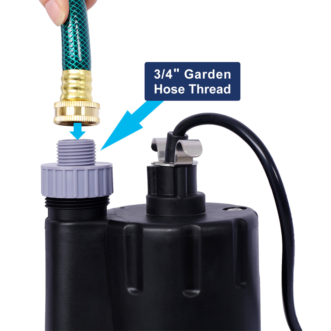 Submersible Water Pump, 1 4Hp 2000Gph Thermoplastic Utility Pump Portable Electric Water Pump Sump Pump, With 10 Feet Power Cord. Black Abs
