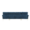 United Modern Large Chenille Fabric U Shape Sectional Sofa Blue Chenille