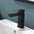 Black Bathroom Faucet, Brushed Black Faucet For Bathroom Sink, Black Single Hole Bathroom Faucet Modern Single Handle Vanity Basin Faucet Bathroom Joystick Geometric One Black Side Sprayer Deck Mounted Cartridge Valve Single Hole Faucets Matte Black