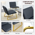 Black Minimalist Armless Sofa Chair With Pu Backrest And Golden Metal Legs, Suitable For Offices, Restaurants, Kitchens, And Bedrooms Black Metal