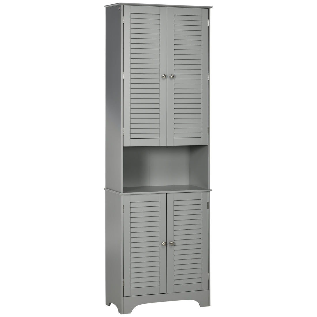 Homcom Tall Narrow Bathroom Storage Cabinet With Doors And Shelf Adjustability, Freestanding Bathroom Linen Cabinet With 2 Cabinets And Countertop, Bathroom Floor Cabinet, Gray Gray Mdf