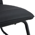 Black Minimalist Armless Sofa Chair With Pu Backrest, Paired With Black Metal Legs, Suitable For Offices, Restaurants, Kitchens, And Bedrooms Black Metal