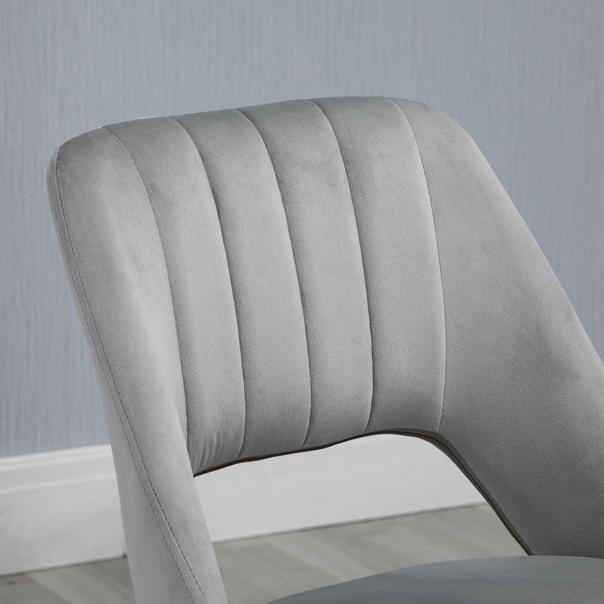Vinsetto Modern Mid Back Office Chair With Velvet Fabric, Swivel Computer Armless Desk Chair With Hollow Back Design For Home Office, Grey Gray Polyester