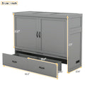 Queen Size Murphy Bed With Usb Port And A Large Drawer, Gray Gray Solid Wood Mdf