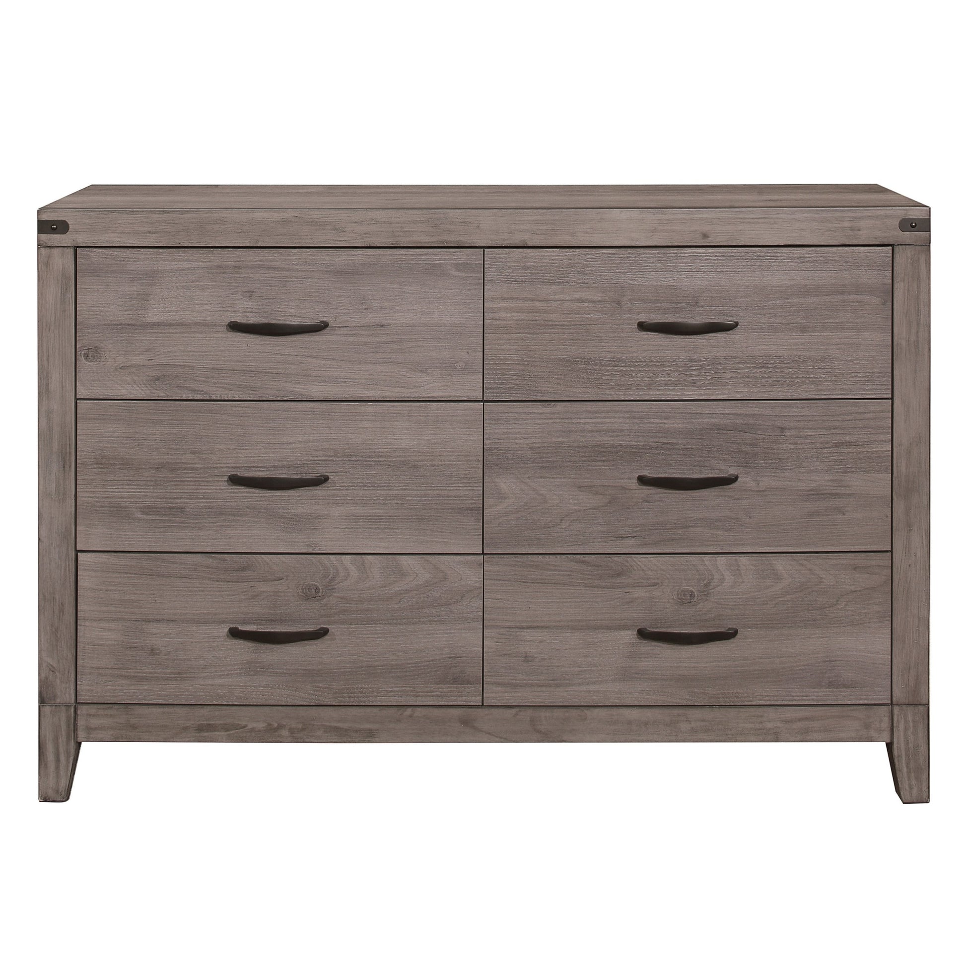 Industrial Design Brownish Gray Finish Dresser Of 6 Drawers Premium Melamine Modern Bedroom Furniture 1Pc Brown Mix Bedroom Contemporary,Modern Wood