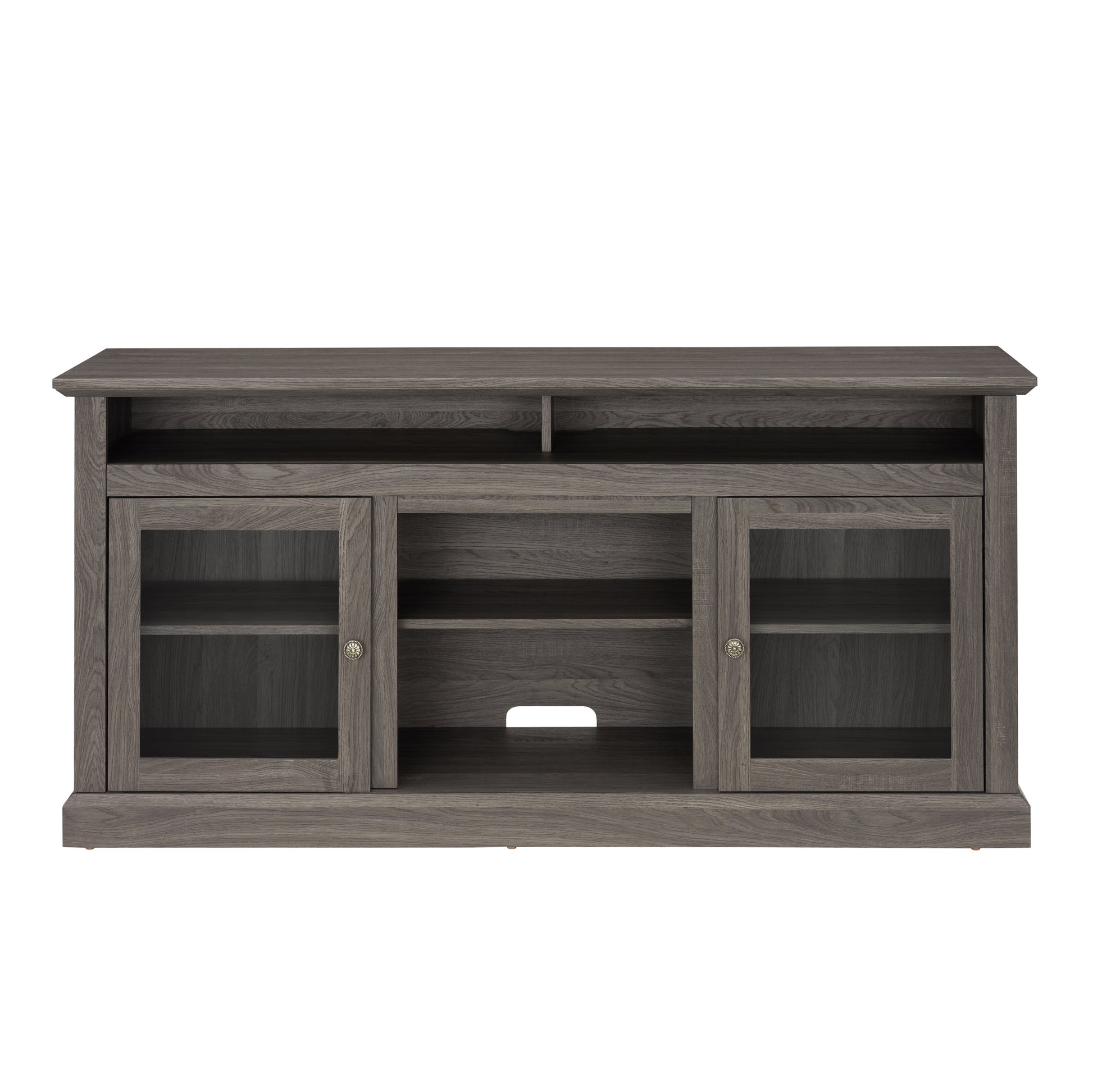 Contemporary Tv Media Stand Modern Entertainment Console For Tv Up To 65" With Open And Closed Storage Space, Dark Walnut Black, 60"W*15.75"D*29"H Black Dark Walnut Primary Living Space 60 69 Inches 60 69 Inches 65 Inches Mdf