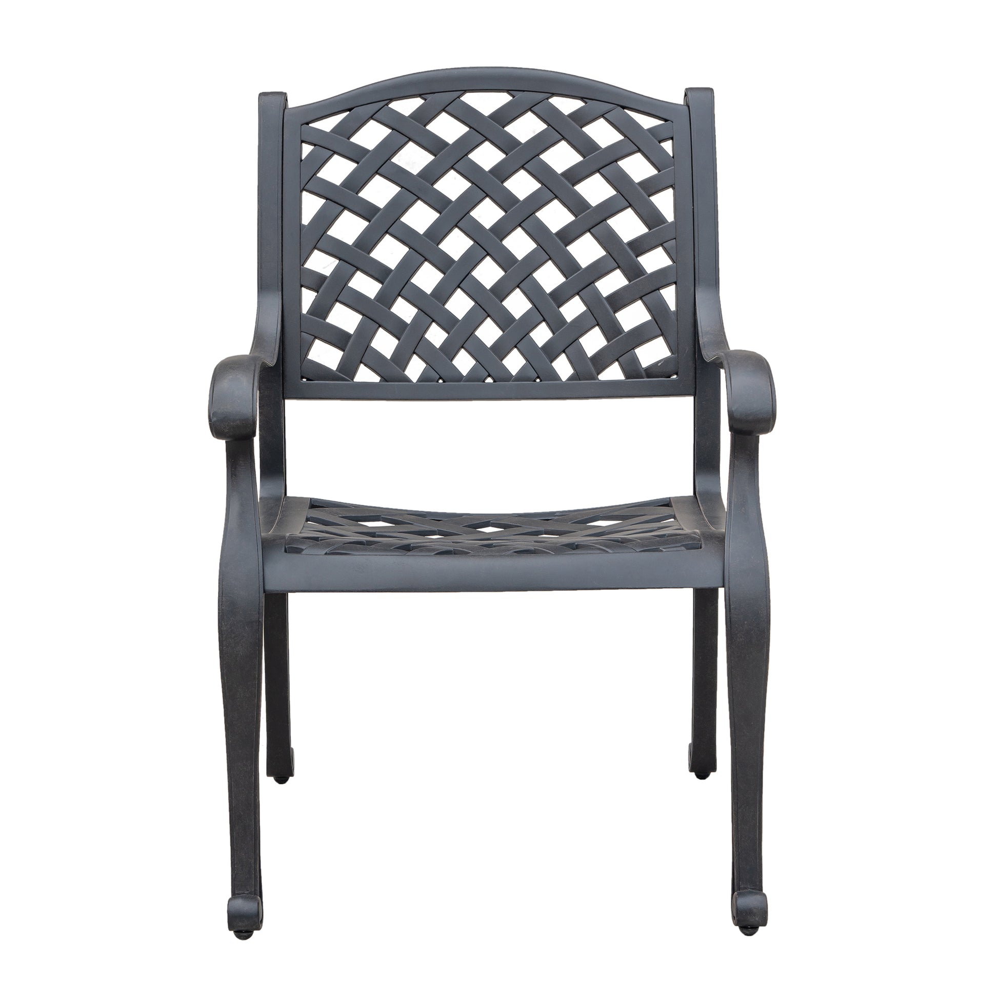 Outdoor Dining Chair With Cushion, Sandstorm Antique Gray Aluminium