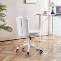 Set Of 1,Home Office Chair,Fluffy Fuzzy Comfortable Makeup Vanity Chair ,Swivel Desk Chair Height Adjustable Dressing Chair For Bedroom Antique White Fabric Metal