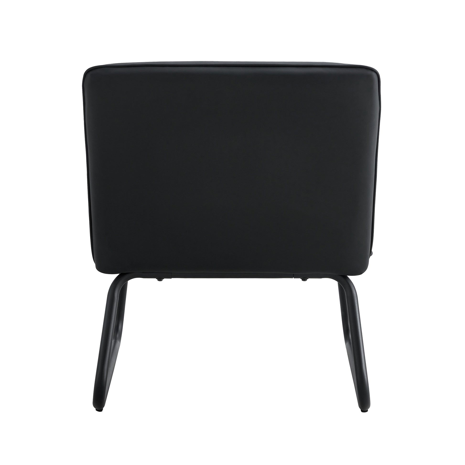 Black Minimalist Armless Sofa Chair With Pu Backrest, Paired With Black Metal Legs, Suitable For Offices, Restaurants, Kitchens, And Bedrooms Black Metal