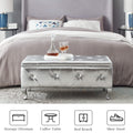 Upholstered Storage Ottoman Bench For Bedroom End Of Bed Faux Leather Rectangular Storage Benches Footrest With Crystal Buttons For Living Room Entryway Silver White Wood Bedroom Black Pattern Pine Wood With Storage Silver Faux Leather Faux Leather