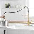 Touchless Kitchen Faucet,Hands Free Automatic Smart Kitchen Faucet Brushed Gold Kitchen Contemporary Ceramic Stainless Steel