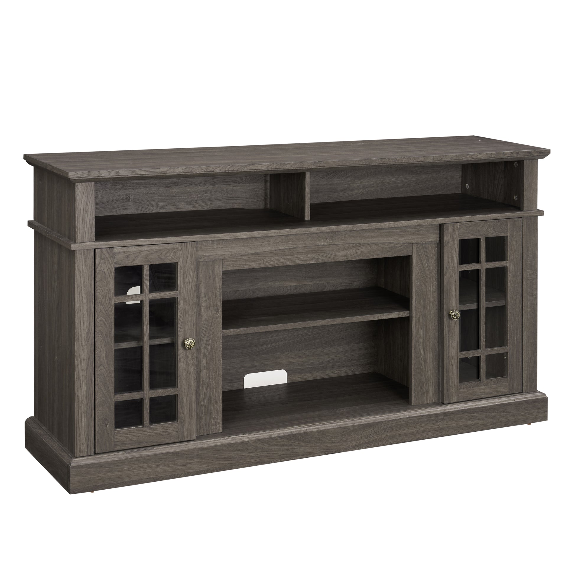 Classic Tv Media Stand Modern Entertainment Console For Tv Up To 65" With Open And Closed Storage Space, Dark Walnut Black, 58.25"W*15.75"D*32"H Black Dark Walnut Primary Living Space 60 69 Inches 60 69 Inches 65 Inches Mdf