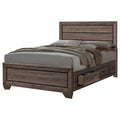 Washed Taupe Queen Storage Bed Queen Brown Wood Bedroom Transitional Rubberwood Storage Included Wood