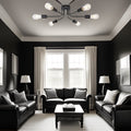 Modern Sputnik Chandelier 6 Light Semi Flush Mount Ceiling Lighting Cotemporary Industrial Brushed Nickel Ceiling Fixture Black Metal