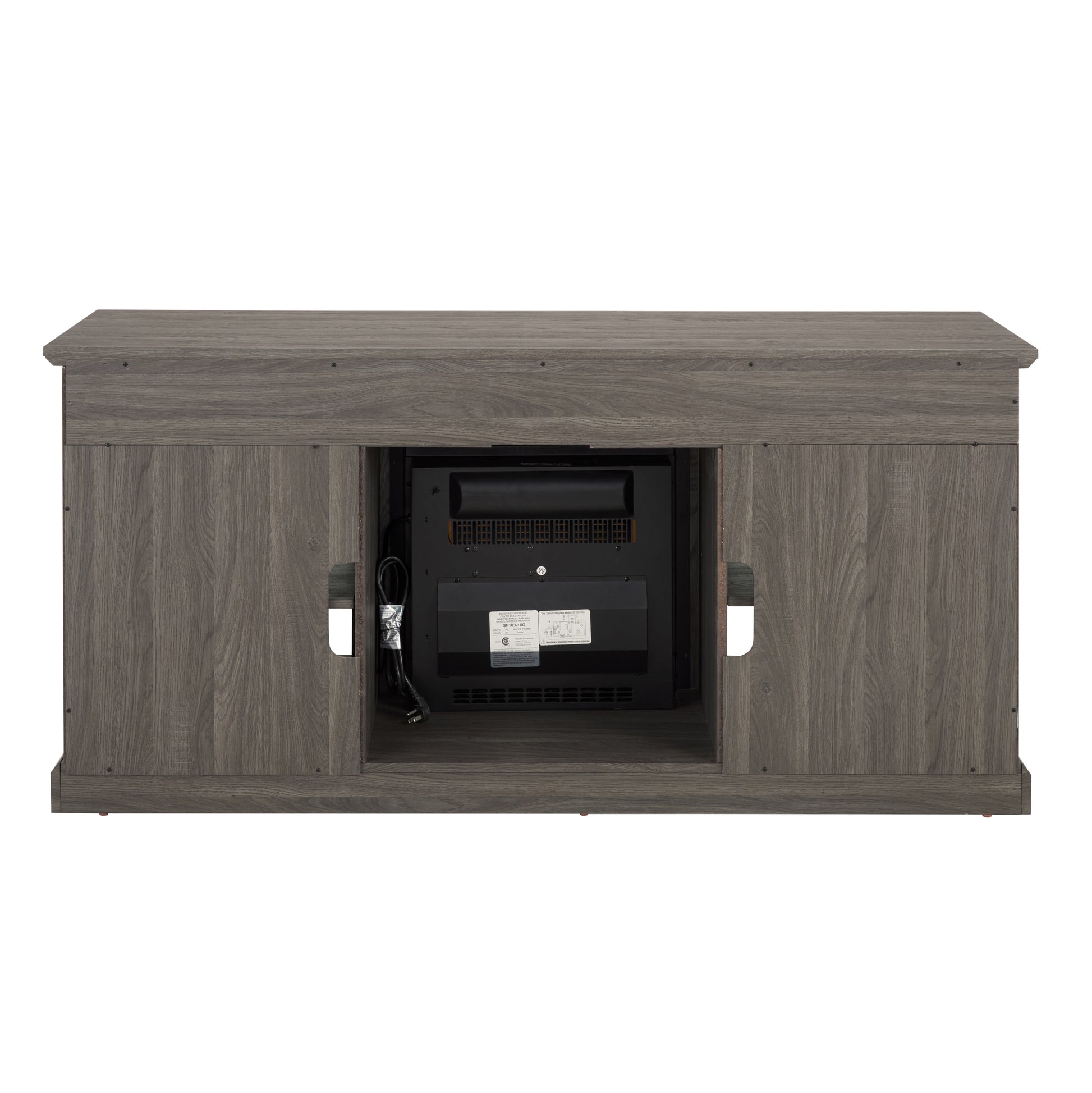 Contemporary Tv Media Stand Modern Entertainment Console With 18" Fireplace Insert For Tv Up To 65" With Open And Closed Storage Space, Dark Walnut Black, 60"W*15.75"D*29"H Black Dark Walnut Primary Living Space 60 69 Inches 60 69 Inches 65 Inches Mdf