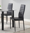 Modern Style Black Metal Finish Side Chairs 2Pc Set Faux Leather Upholstery Contemporary Dining Room Furniture Black Dining Room Contemporary,Modern Side Chair Metal