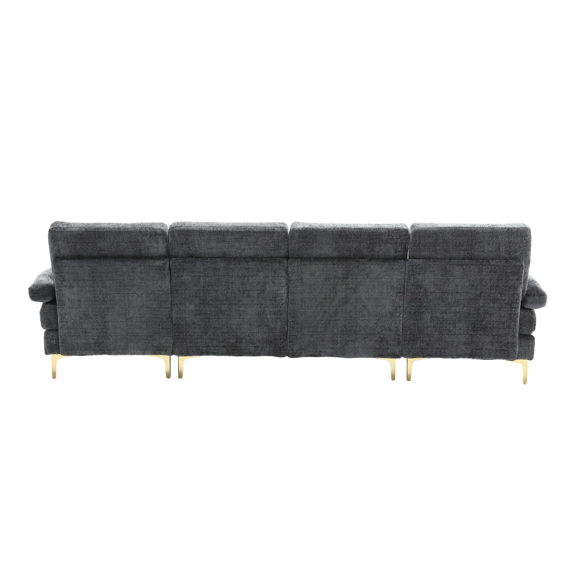 United Modern Large Chenille Fabric U Shape Sectional Sofa Gray Chenille