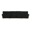 United Modern Large Chenille Fabric U Shape Sectional Sofa Black Chenille