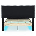 Full Size Velvet Platform Bed With Led Frame And Stylish Mental Bed Legs, Gray Gray Velvet