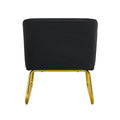 Black Minimalist Armless Sofa Chair With Pu Backrest And Golden Metal Legs, Suitable For Offices, Restaurants, Kitchens, And Bedrooms Black Metal