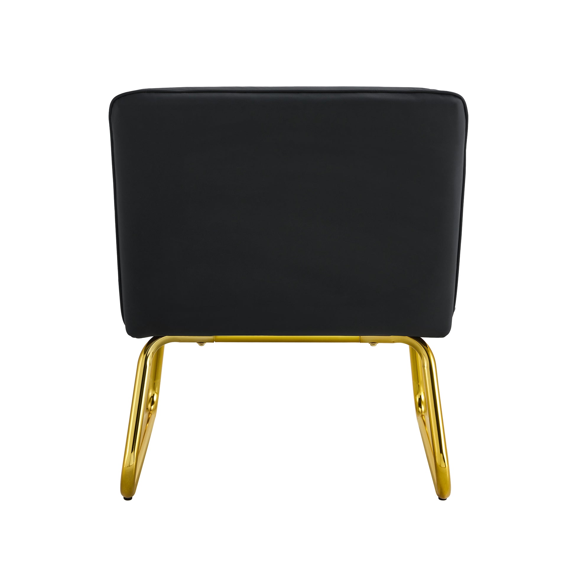 Black Minimalist Armless Sofa Chair With Pu Backrest And Golden Metal Legs, Suitable For Offices, Restaurants, Kitchens, And Bedrooms Black Metal