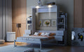 Queen Size Murphy Bed Wall Bed With Shelves, Drawers And Led Lights,White Queen White Mdf Lvl