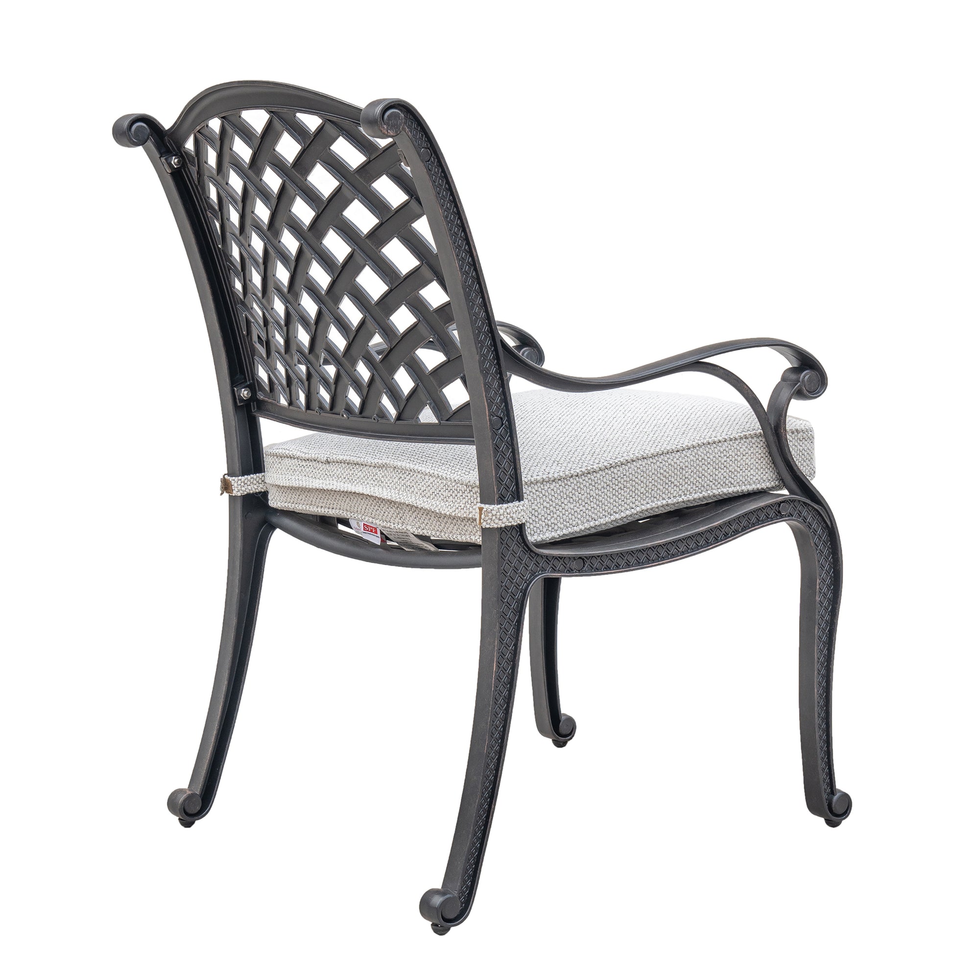 Outdoor Dining Chair With Cushion, Sandstorm Antique Gray Aluminium