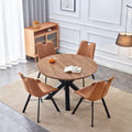 47 Inch, Round Dining Table Set For 2 4 People, Walnut Wood Effect, Suitable For Dining, Living And Banquet Walnut Brown Modern Round Kitchen & Dining Tables Mdf Steel