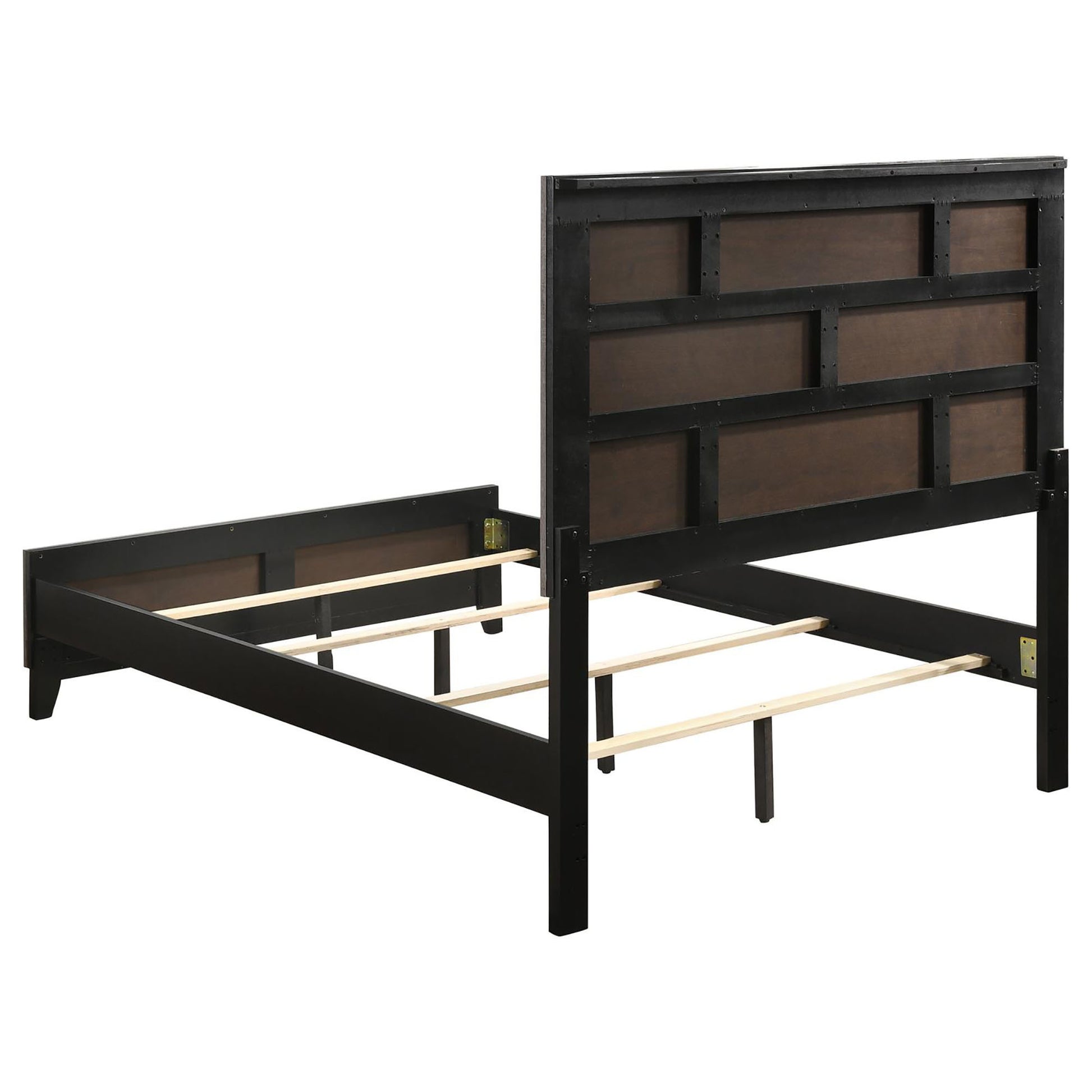 Rustic Grey Oak Queen Panel Bed Box Spring Required Queen Grey Wood Bedroom Transitional Rubberwood Panel Wood