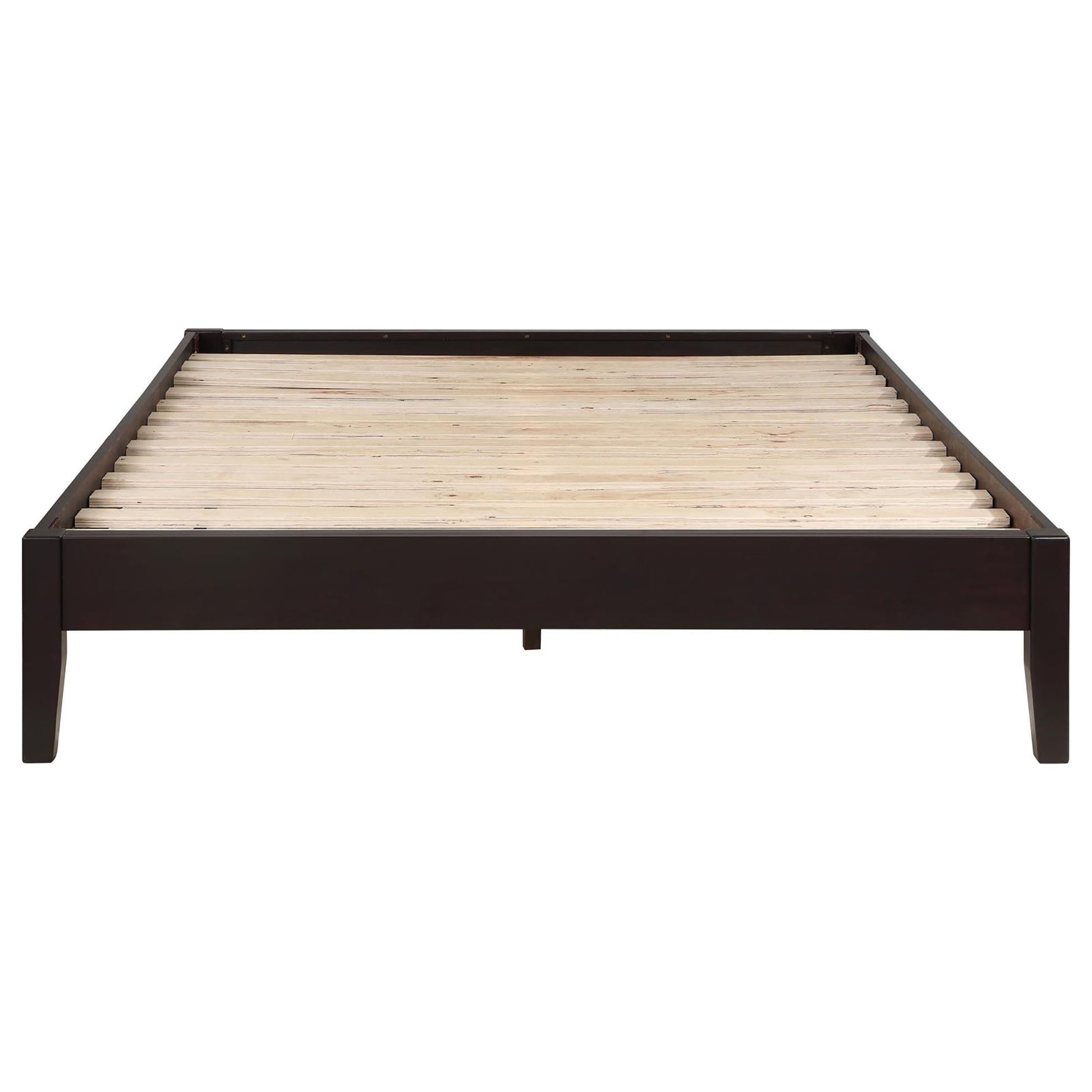 Cappuccino Full Platform Bed Box Spring Not Required Full Brown Wood Bedroom Transitional Rubberwood Bed Frame Wood